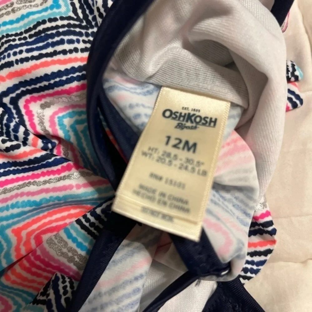 Oshkosh 12‎ Month Zigzag Print Swimsuit All In One With Ruffle Top